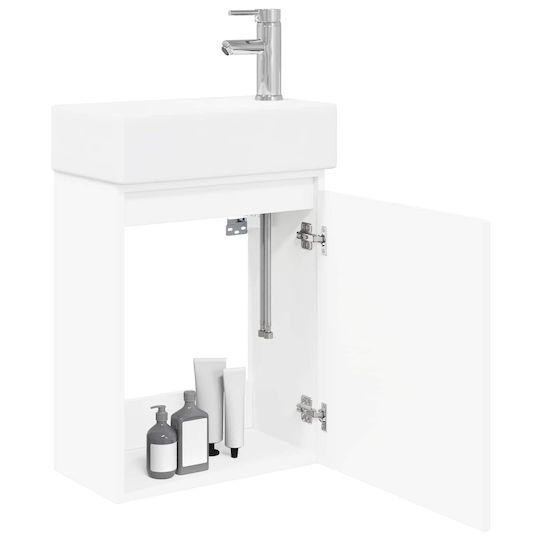 vidaXL Плот със Смесител 45.5x22.5x84 см Бял
