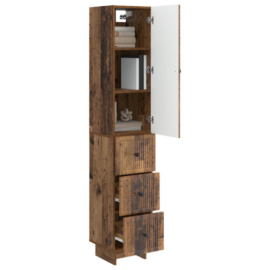 vidaXL Bathroom Wall Hung Cabinet M33xB34.5xH90cm Brown