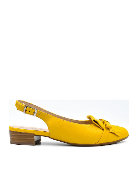 Balerini Din Piele Pentru Femei Slingback Cu Curea În Culoare Galbenă