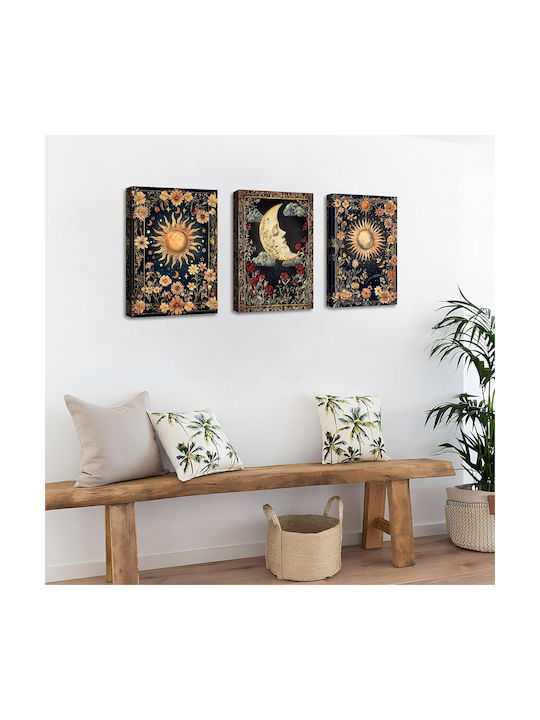 Canvas Paintings Set 3 Pieces 50x70cm Boho Gothic Sun Moon Tarot