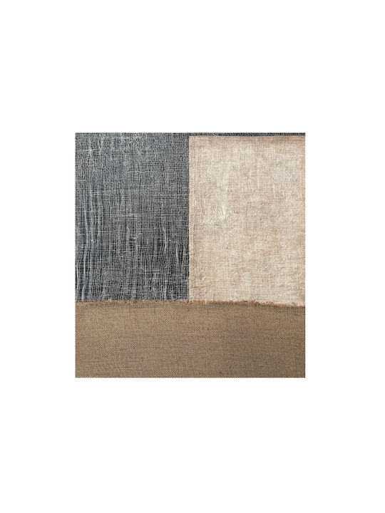 Plis Decorative Painting 80x80x4cm Canvas Beige Dark Brown Wood Terracotta 035041