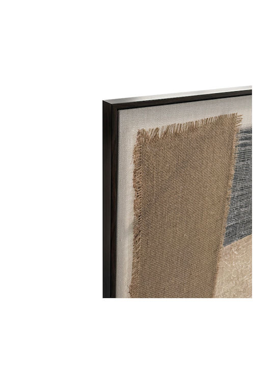 Plis Decorative Painting 80x80x4cm Canvas Beige Dark Brown Wood Terracotta 035041