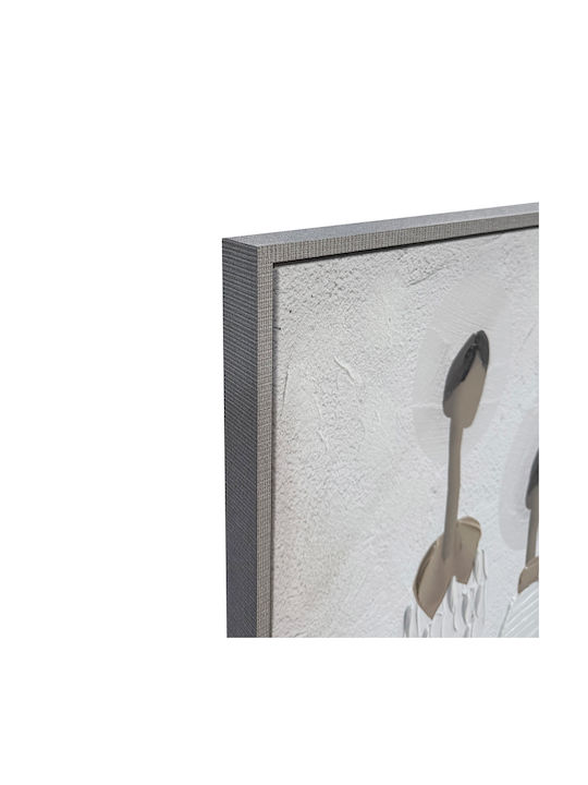 Trinity Decorative Painting 80x120x4cm Canvas Off White Stone Grey Wood Light Brown 035046