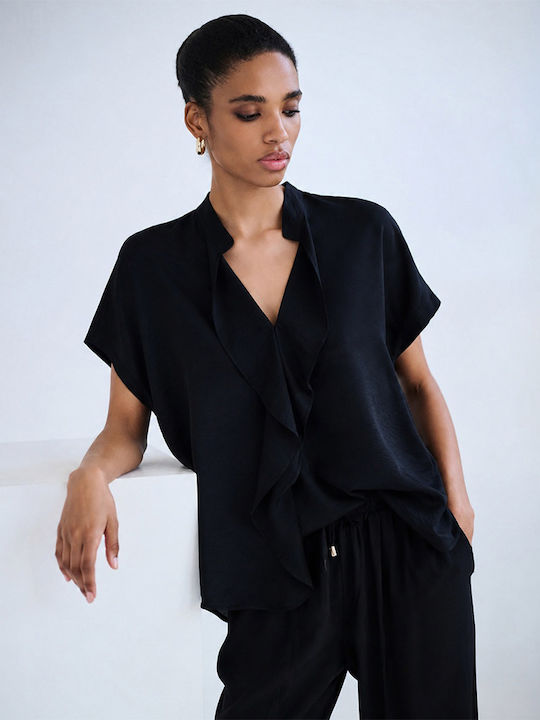 Women's Short Sleeve Blouse Black