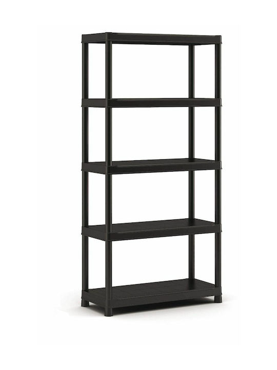 Plastic Outdoor Shelving Unit with 3 Shelves Black Regal 182x40x90cm