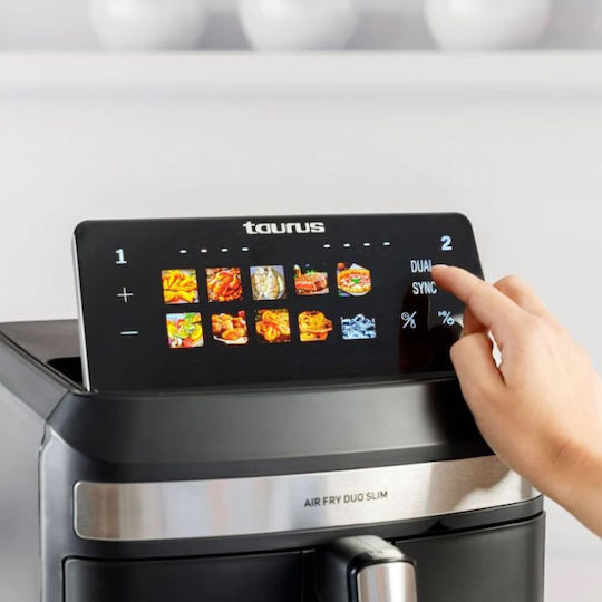 Taurus Air Fryer με Διπλό Αποσπώμενο Κάδο 13lt Ασημί