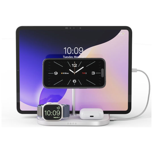 Zens Încărcător Wireless Qi2 60W Argintiu (4-in-1)