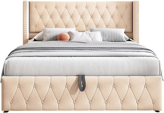 Zenmor Bett mit Stauraum für die Matratze 160x200cm Beige