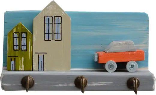 Kapadakis Wood Art Lemn Mașină Agățătoare Chei 3 Compartimente Dimensiune 18x9x7cm