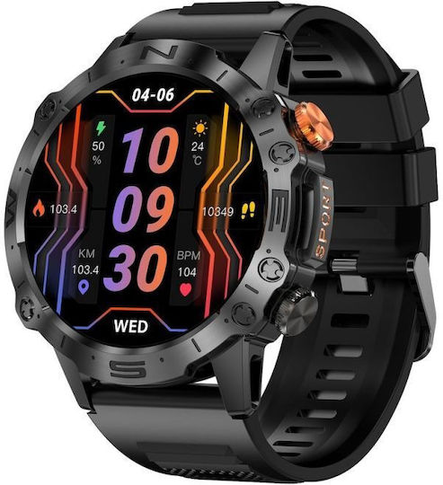 Gravity GT20-7 49mm Smartwatch με Παλμογράφο (Black)