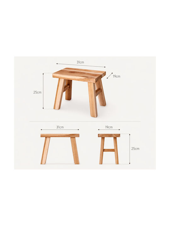 Wooden Outdoor Stool Wood Shade 31x19x25cm