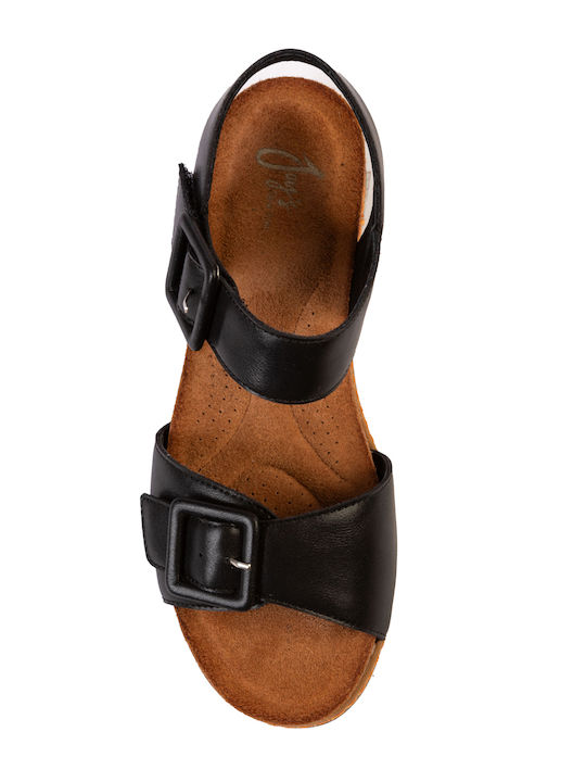 Leather Women's Flat Sandals Flatforms Black