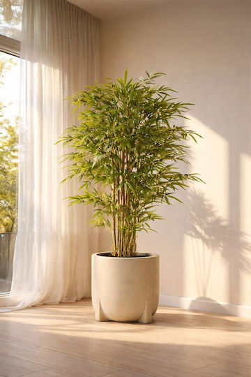 Künstlicher Bambusbaum Oriental 4050 Blätter Real Touch & 8 Natürliche Stämme Topf Ø18 Aus H150 Aus – Grüne 80-412263