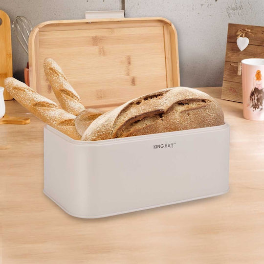 KING Hoff Brotkasten mit Deckel Graue 30x20x14cm