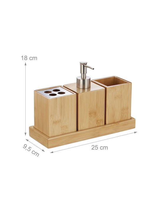 Relaxdays Bamboo Beige Bathroom Accessory Set