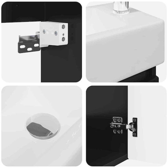 vidaXL Πάγκος με Νιπτήρα Μ45.5xΒ22.5xΥ84cm Μαύρο