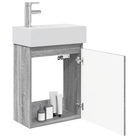 vidaXL Плот Със Смесител 45.5x22.5x84 См Сив