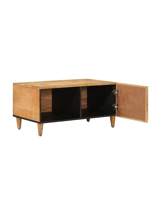 Rectangular Central Coffee Table Made of Solid Wood Brown L80xW50xH40cm