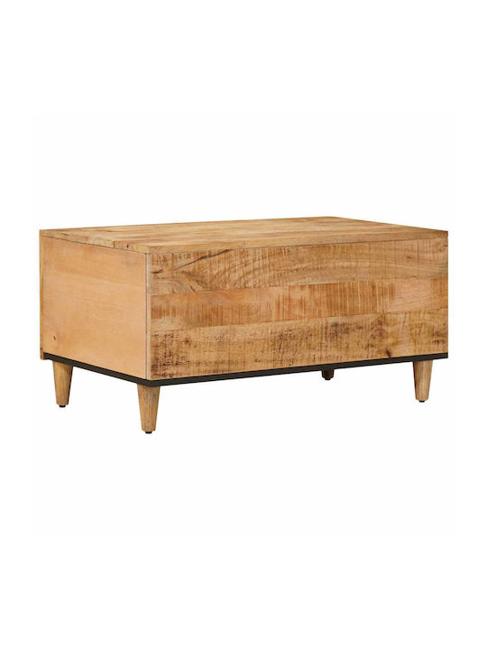 Rectangular Central Coffee Table Made of Solid Wood Brown L80xW50xH40cm
