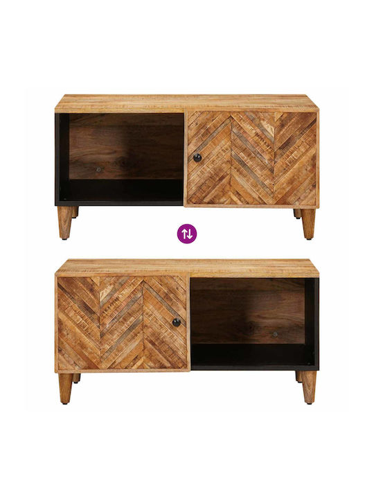 Rectangular Central Coffee Table Made of Solid Wood Brown L80xW50xH40cm