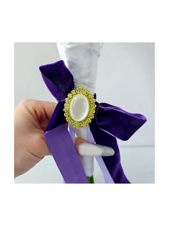Buchet Elegant De Mireasă Lavandă Alb Lalele Artificiale Liliac Lagurus Perle