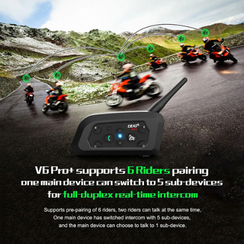 EJEAS V6 PRO+ & EUC Einzelne Gegensprechanlage für Helm Motorrad mit Bluetooth