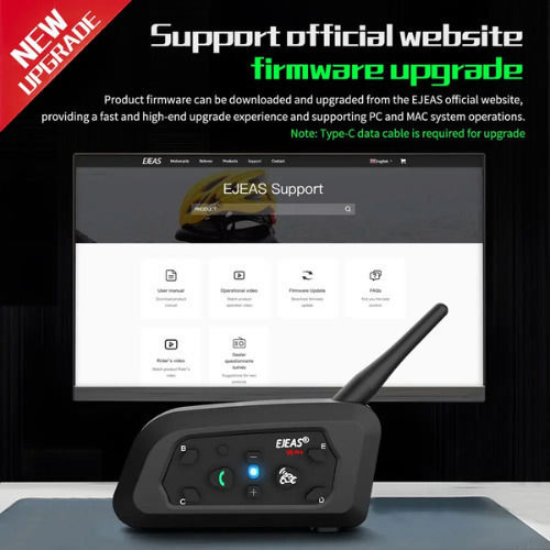 EJEAS V6 PRO+ & EUC Einzelne Gegensprechanlage für Helm Motorrad mit Bluetooth
