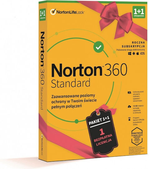Norton 360 Standard for 1 Device and 1 Year of Use 10GB Electronic License
