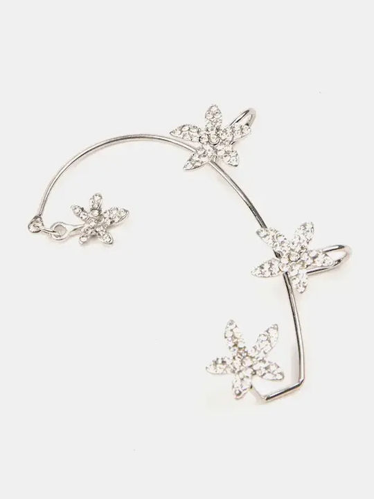 Ohrring Manschette Strass Linkes Silber Silber