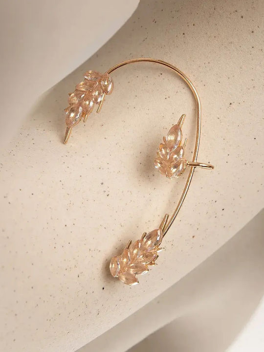 Обица Ear Cuff С Камъни Десен Златен Златен