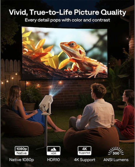 Aurzen Boom Air Mini Projector LCD Full HD LED Lamp with Wi-Fi and Built-in Speakers