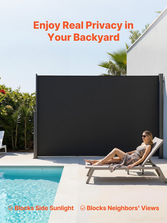 Vevor Sideway Sunshade Roller for Terrace with LEDs Black 1.8x3m
