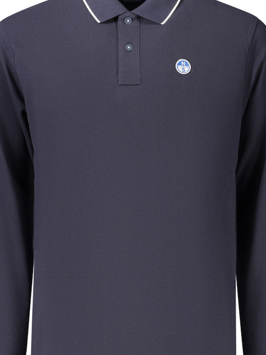 Long Sleeve Blue Polo Men's Blouse