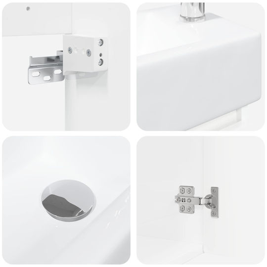 vidaXL Πάγκος με Νιπτήρα Μ45.5xΒ22.5xΥ84cm Λευκό