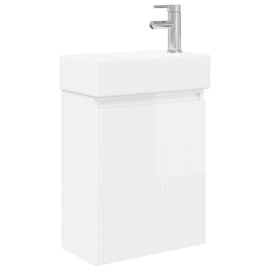 vidaXL Плот със Смесител 45.5x22.5x84 см Бял