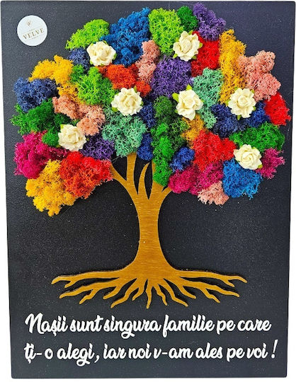 Dekoratives Gemälde Baum Leben Mehrfarbige Natürliche Flechten Botschaft Paten 30x40 cm