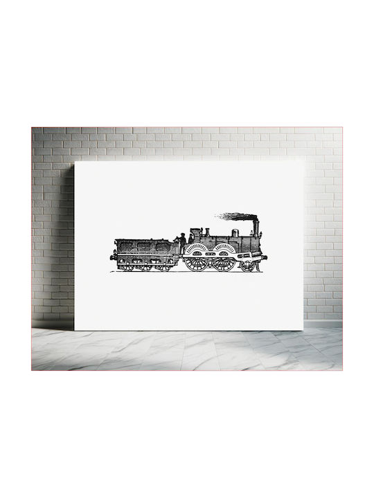 European Style Steam Locomotive Engraving From Painting on Canvas 90x60cm