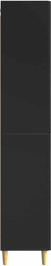 Living Room Display Cabinet Made of Black Particle Board 65.5x23.5x180cm