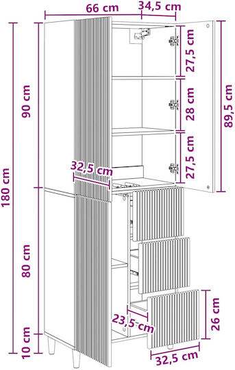 Weißes Bücherregal (2 Stück) 66x34,5x90cm