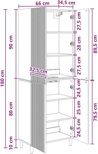 Bücherregale Weiß (2 Stück) 66x34.5x90cm