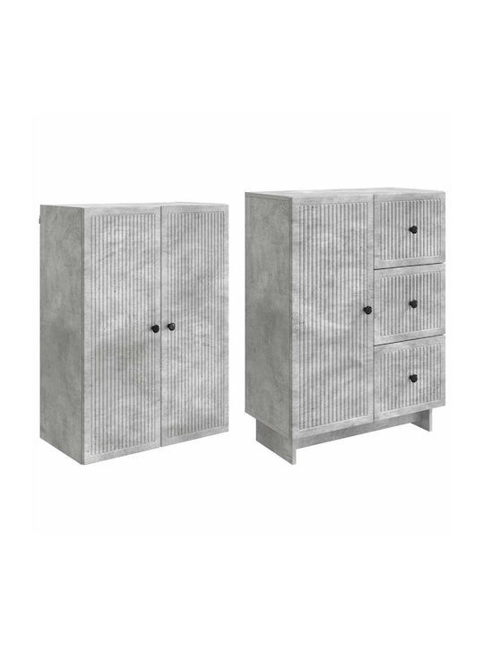 Wand Wohnzimmer Vitrine aus Spanplatte Grau 66x34.5x90cm