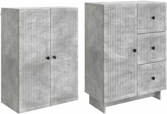 Wand Wohnzimmer Vitrine aus Spanplatte Grau 66x34.5x90cm
