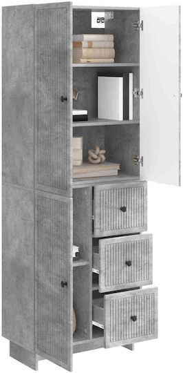 Wand Wohnzimmer Vitrine aus Spanplatte Grau 66x34.5x90cm