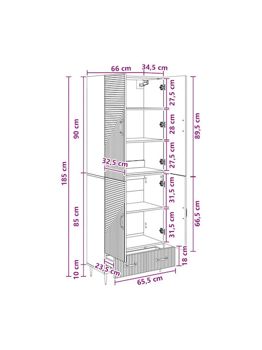 Bookcase Brown 66x34.5x95cm
