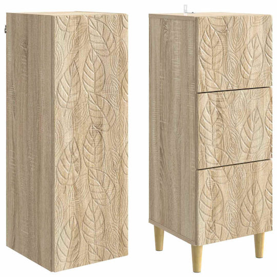 vidaXL Bathroom Column Cabinet Wall Hung W33xD34.5xH90cm Sonoma
