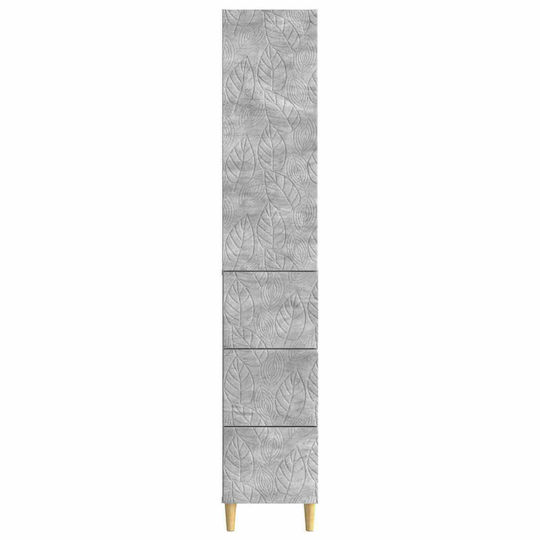 vidaXL Bathroom Column Cabinet Wall Hung M33xD34.5xH90cm Gray