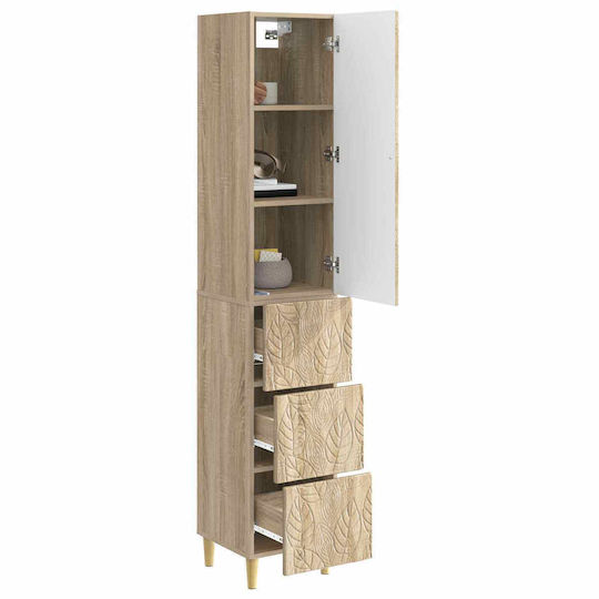 vidaXL Bathroom Column Cabinet Wall Hung W33xD34.5xH90cm Sonoma