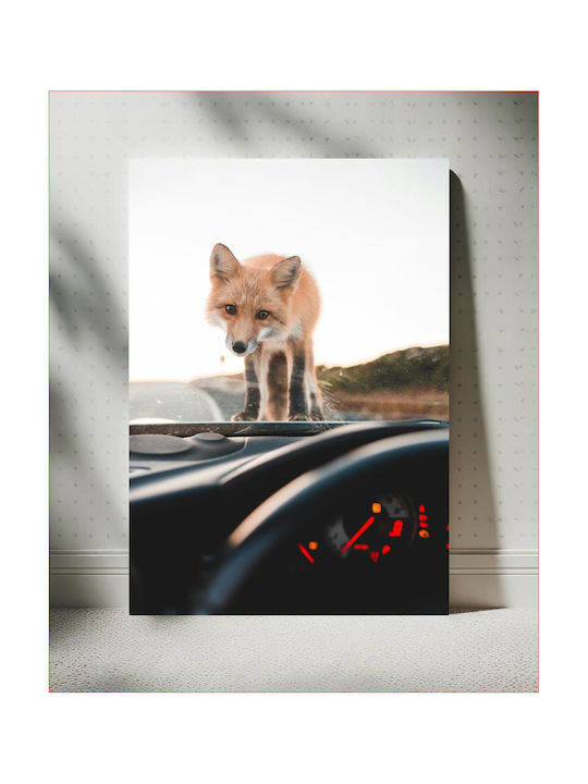 Gemälde Fuchs auf dem Armaturenbrett 60x90