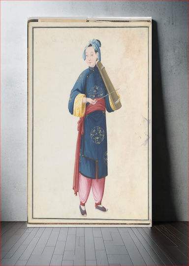 Watercolor Of Musician Playing Bowed Qin Canvas