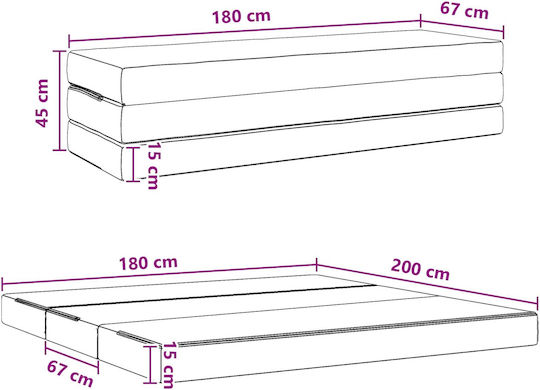 Fotoliu Puf Polimorfic Canapea Gri Deschis 180x67x45cm